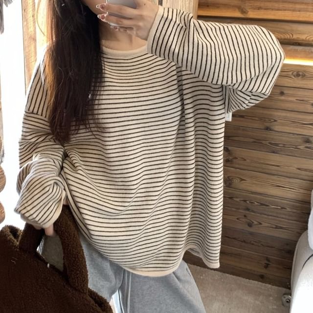 Striped Sweater with Crewneck