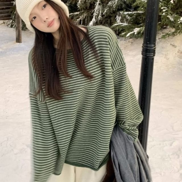 Striped Sweater with Crewneck