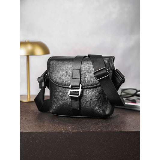 Buckled Genuine Leather Flap Crossbody Bag