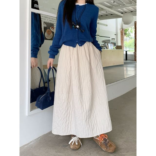 Textured Maxi A-Line Skirt