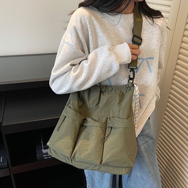 Nylon Plain Shoulder Bag