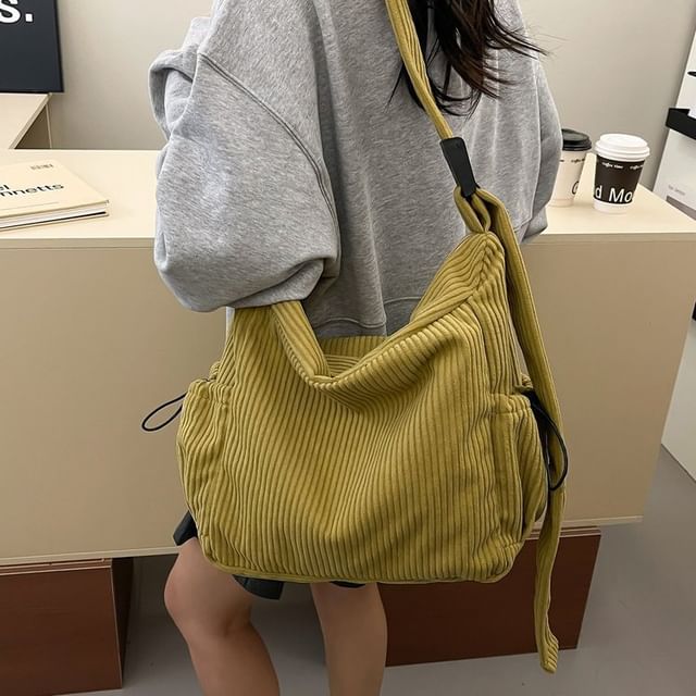 Corduroy Ribbed Plain Shoulder Bag