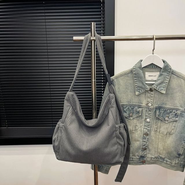 Corduroy Ribbed Plain Shoulder Bag