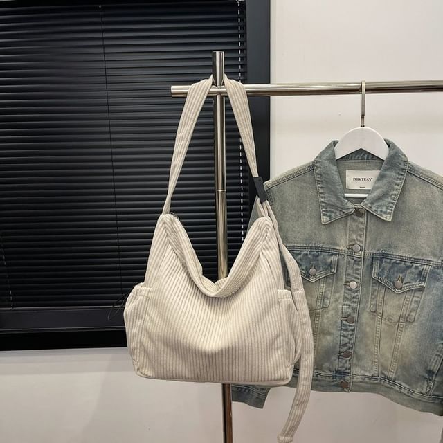 Corduroy Ribbed Plain Shoulder Bag