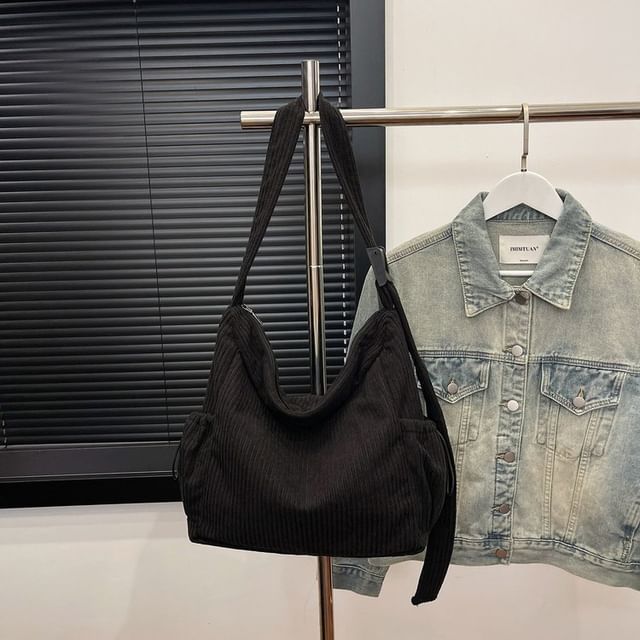 Corduroy Ribbed Plain Shoulder Bag