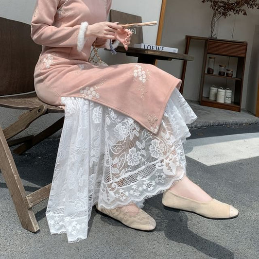 Lace Maxi A-Line Skirt
