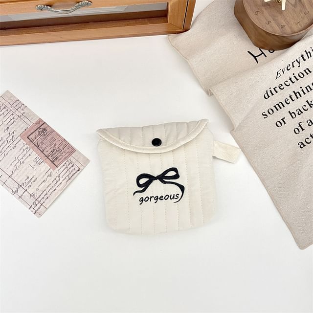 Bow Embroidered Fabric Sanitary Pouch (Various Designs)