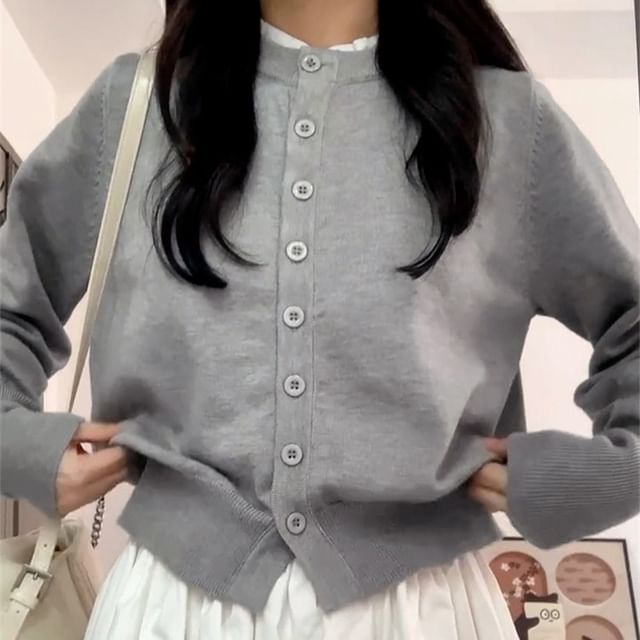 Button Up Cardigan & Mini Pleated Skirt Set