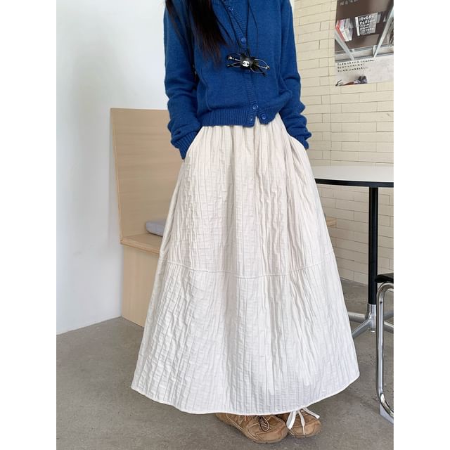 Textured Maxi A-Line Skirt