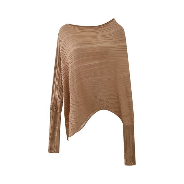 Ribbed Sweater with Boat Neckline