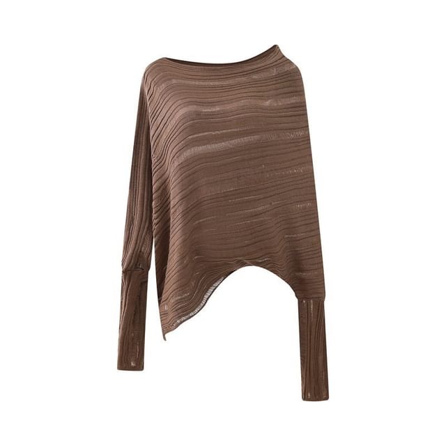 Ribbed Sweater with Boat Neckline