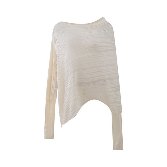 Ribbed Sweater with Boat Neckline
