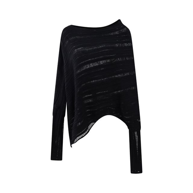 Ribbed Sweater with Boat Neckline