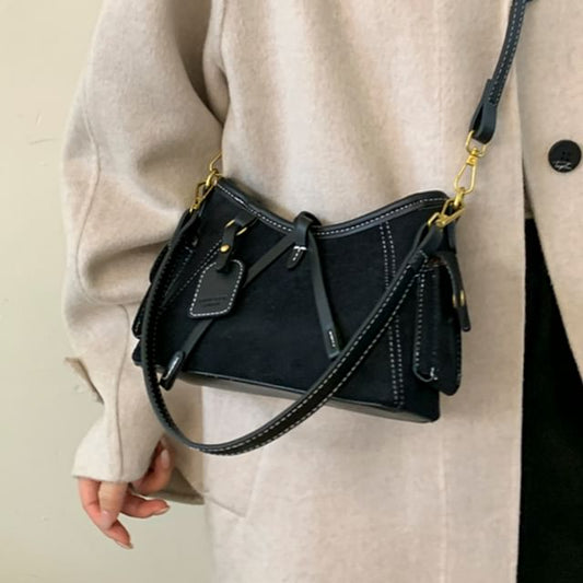 Flap Pocket Faux Suede Shoulder Bag