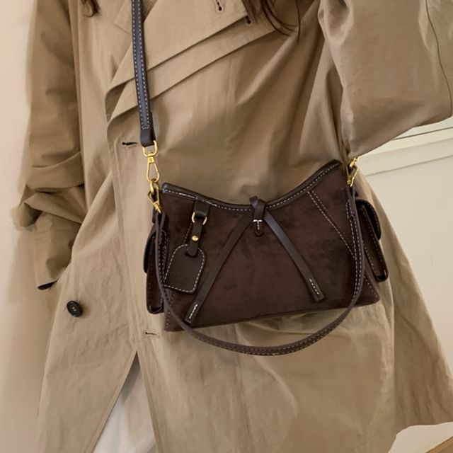 Flap Pocket Faux Suede Shoulder Bag