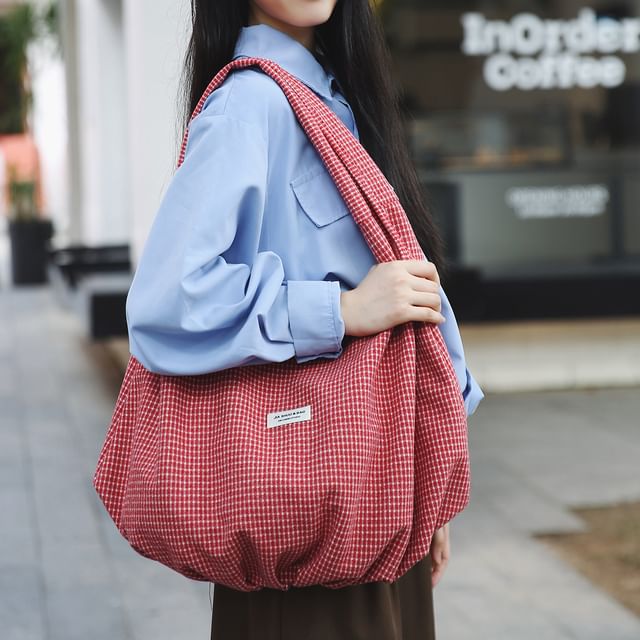 Plaid Fabric Tote Bag