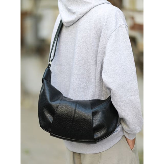 Plain Faux Leather Crossbody Bag