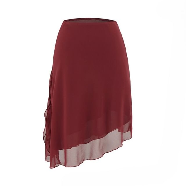 High Rise Plain Midi A-Line Skirt