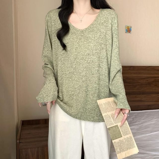 Scoop Neck Tee with Long Sleeves