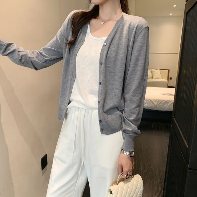 V-Neck Plain Cardigan