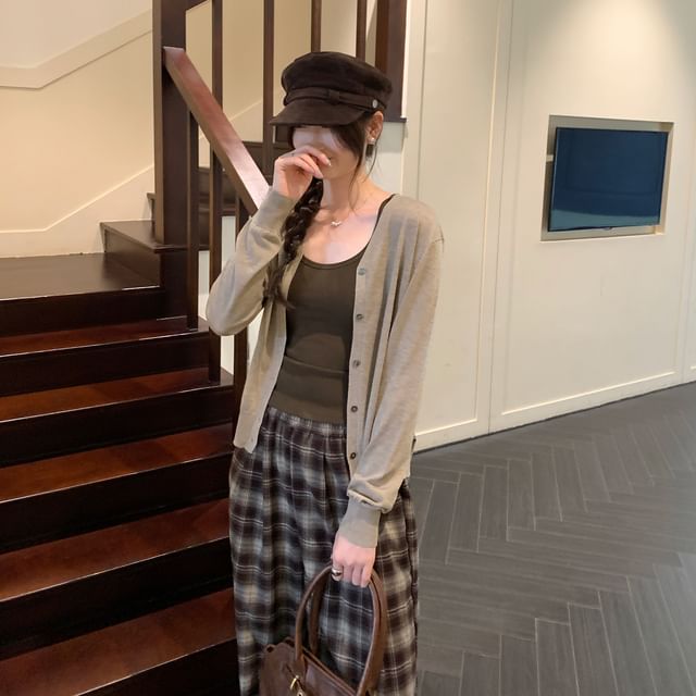 V-Neck Plain Cardigan