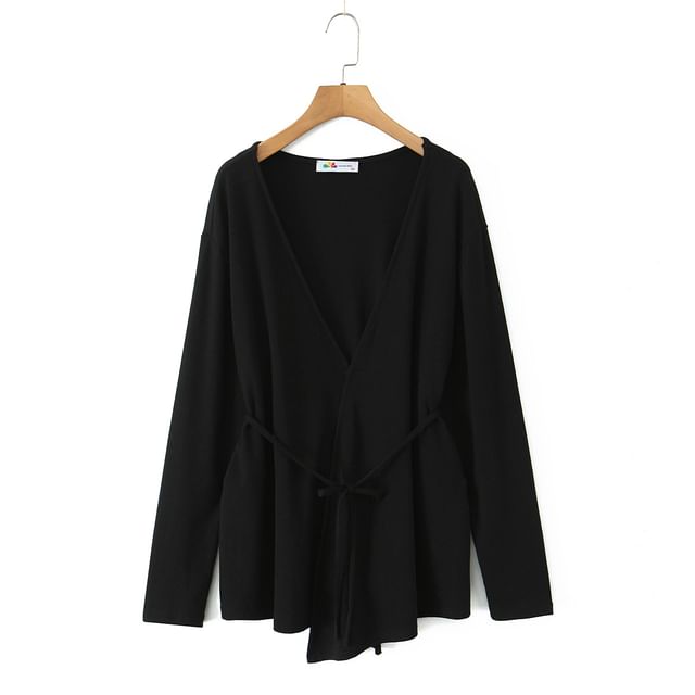 Open Front Plain Cardigan