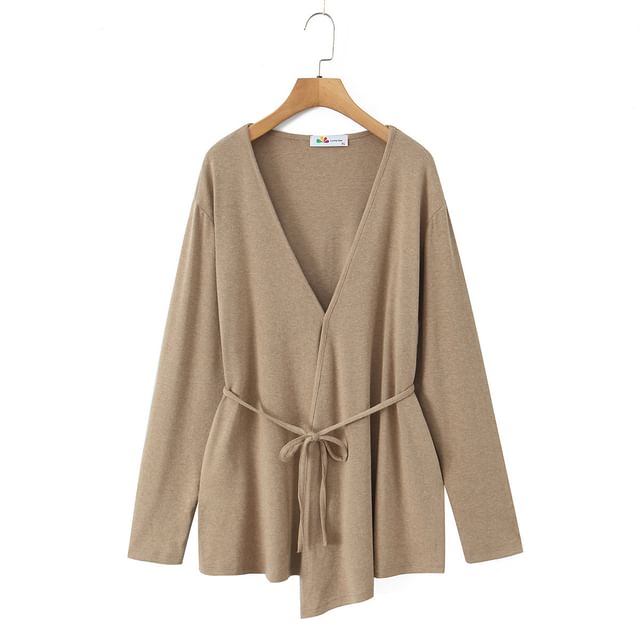 Open Front Plain Cardigan