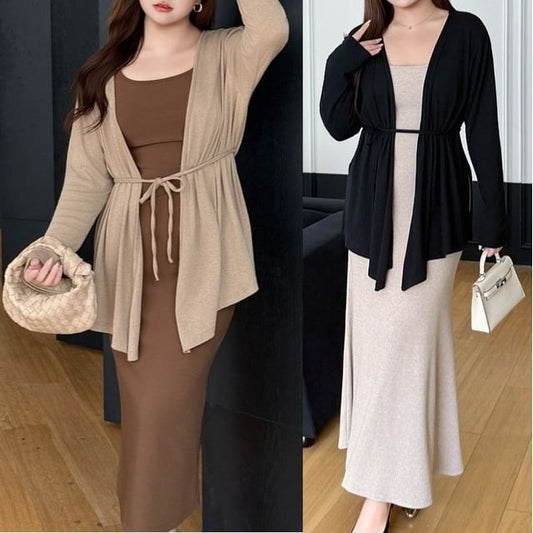 Open Front Plain Cardigan