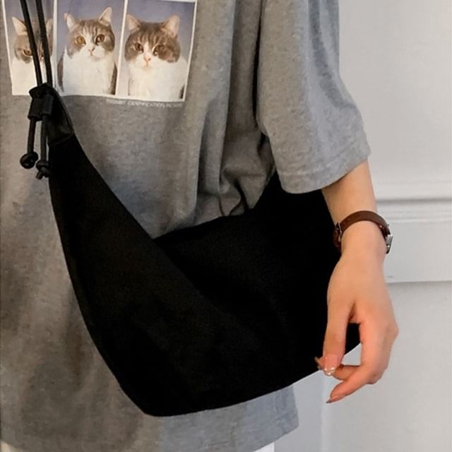 Faux Suede Plain Shoulder Bag