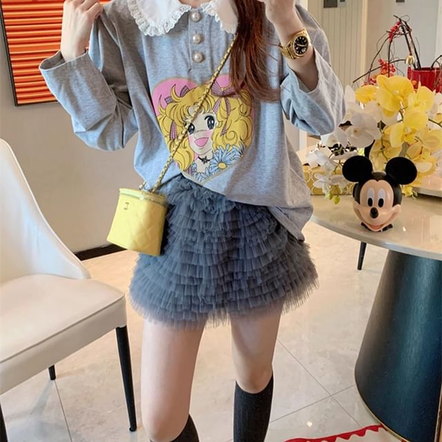 Elastic Waist Plain Sheer Mini Skirt