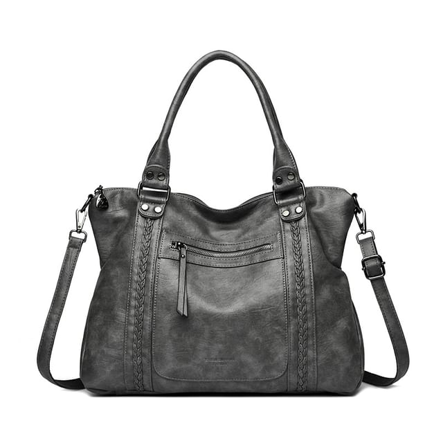 Genuine Leather Plain Shoulder Bag