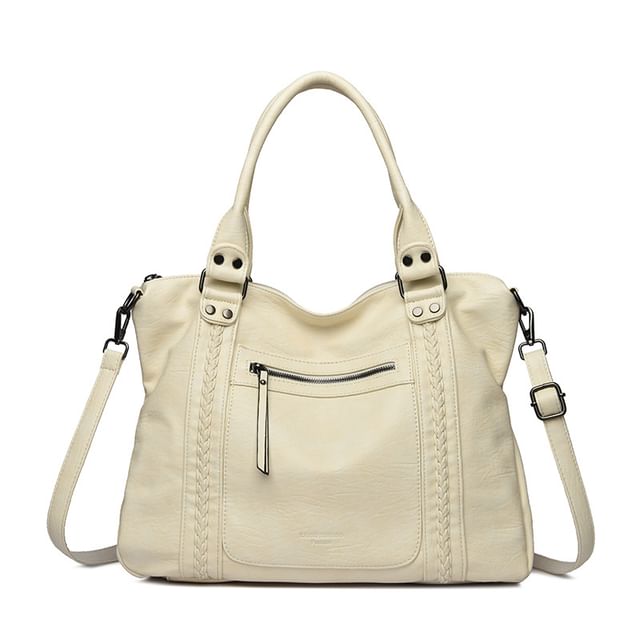 Genuine Leather Plain Shoulder Bag