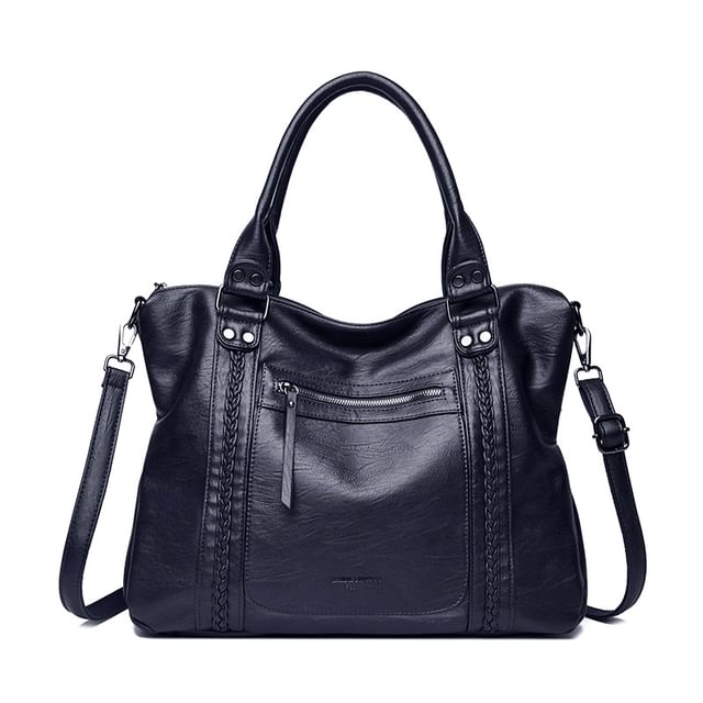 Genuine Leather Plain Shoulder Bag