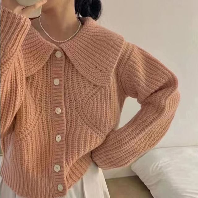 Collared Plain Button Up Cardigan