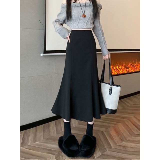 High Waist Midi Mermaid Skirt