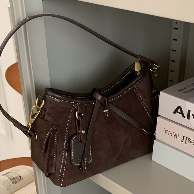 Faux Leather Zip Shoulder Bag