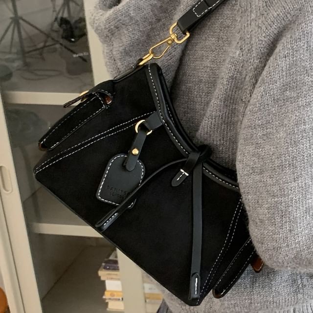 Faux Leather Zip Shoulder Bag