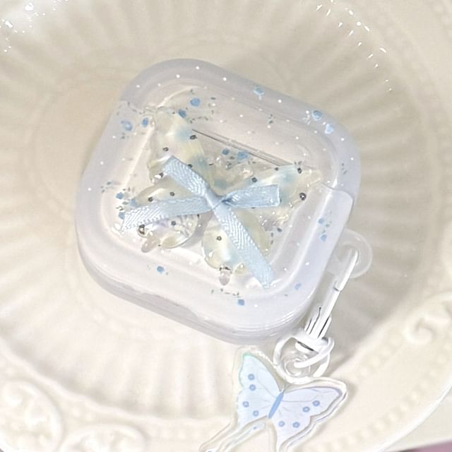 Floral Ribbon Apple AirPods / Pro Earphone Case Skin with Butterfly Charm