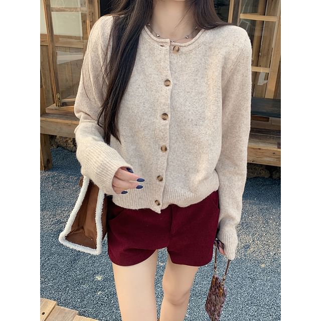 Button-Up Plain Cardigan
