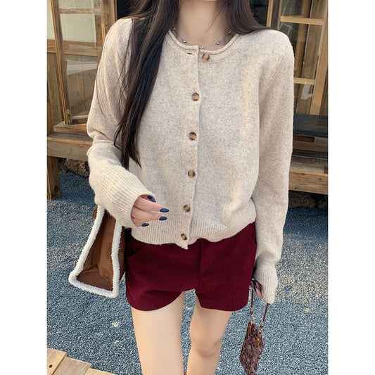 Button-Up Plain Cardigan
