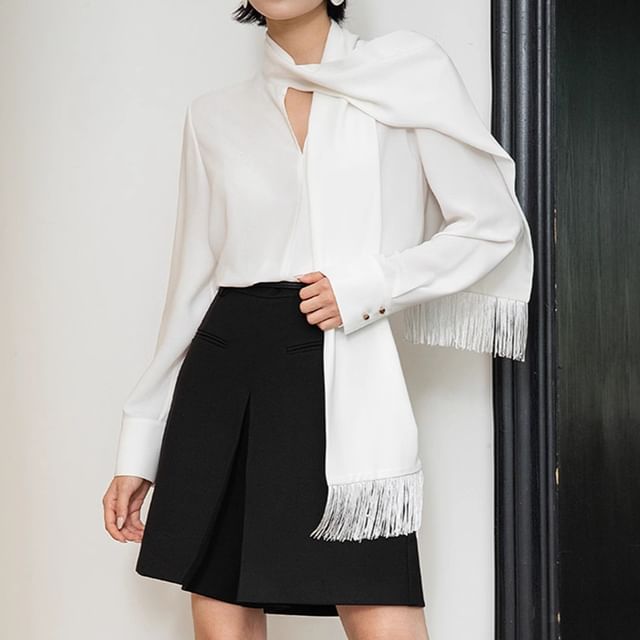 Tie-Neck Blouse with Long Sleeves