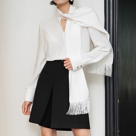 Tie-Neck Blouse with Long Sleeves