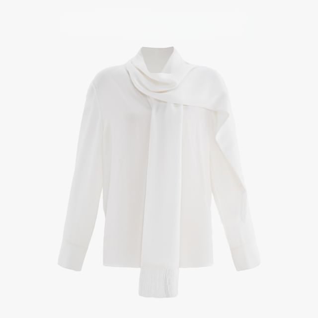 Tie-Neck Blouse with Long Sleeves