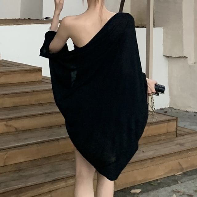 Bell-Sleeve Shrug + Cropped Tube Top, Two-Piece Layered Set