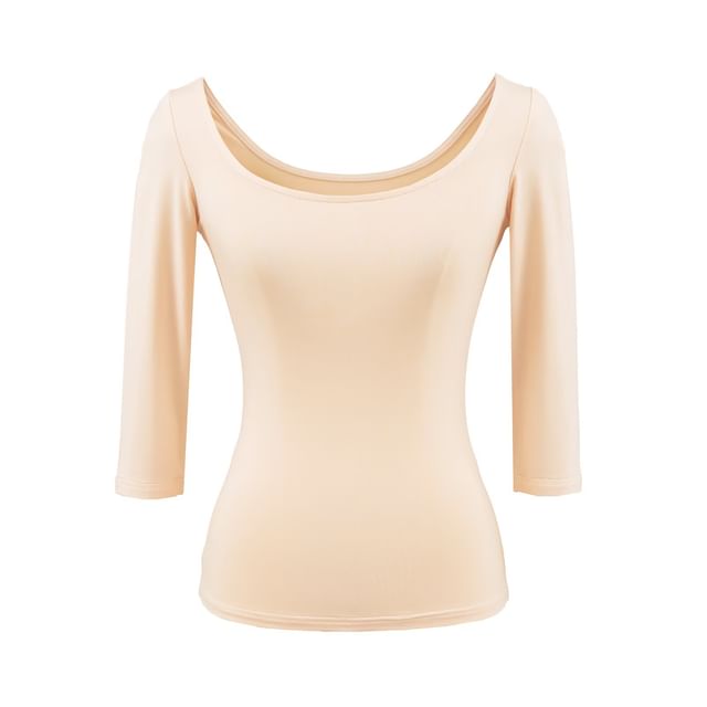 Shirred Scoop-Neck Tee in Solid Color, Multiple Styles Available