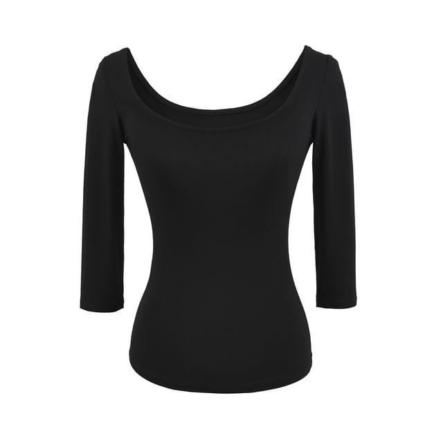 Shirred Scoop-Neck Tee in Solid Color, Multiple Styles Available