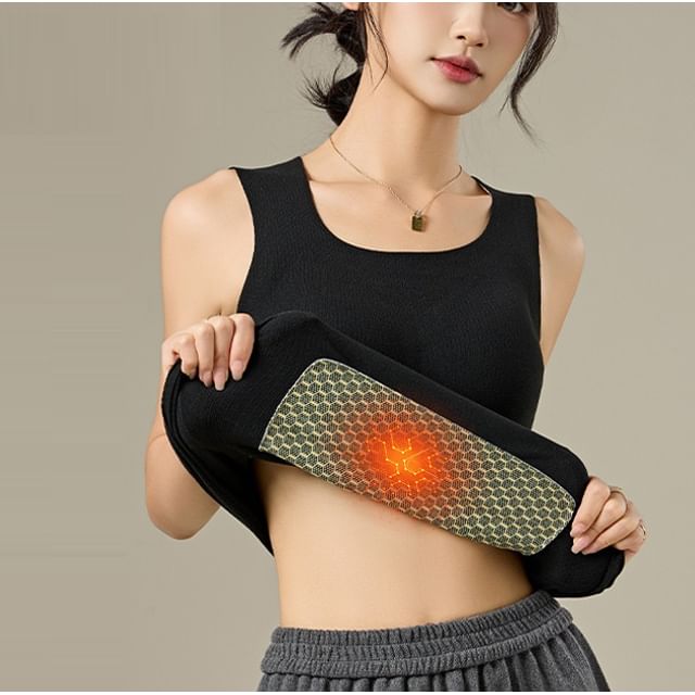 Fleece-Lined Solid Thermal Tank Top, Cozy Insulated Underlayer