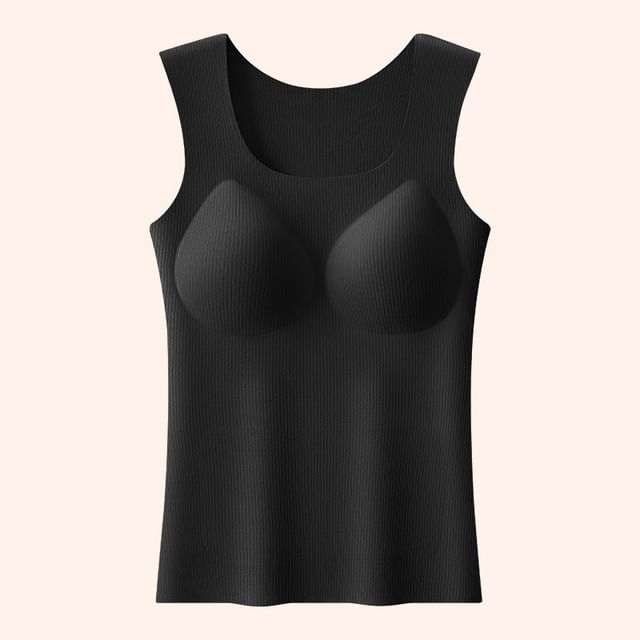 Fleece-Lined Solid Thermal Tank Top, Cozy Insulated Underlayer