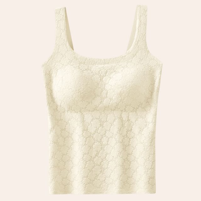 Lace-Trimmed Thermal Tank Top for Layering, Insulated Design