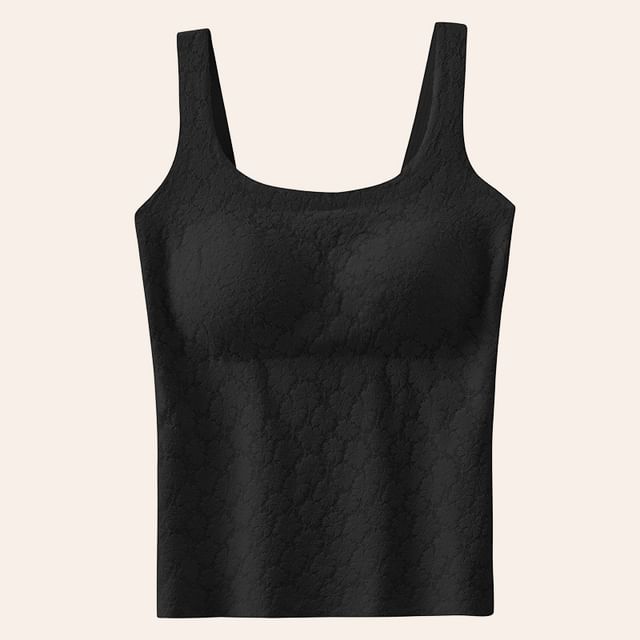 Lace-Trimmed Thermal Tank Top for Layering, Insulated Design